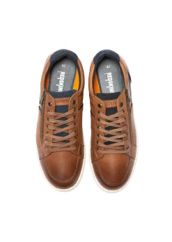 Baskets Distrait cognac/marine