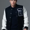 Blouson en cuir marine / blanc FORD HATCH