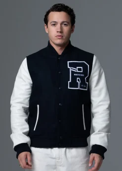 Blouson en cuir marine / blanc FORD HATCH