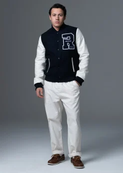 Blouson en cuir marine / blanc FORD HATCH