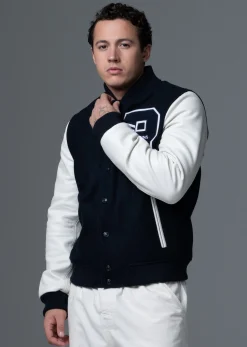 Blouson en cuir marine / blanc FORD HATCH