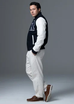 Blouson en cuir marine / blanc FORD HATCH