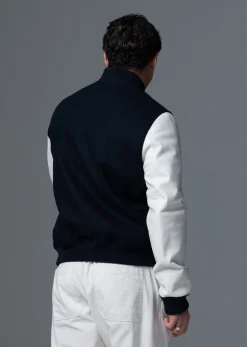 Blouson en cuir marine / blanc FORD HATCH