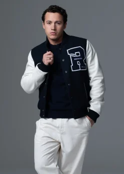 Blouson en cuir marine / blanc FORD HATCH