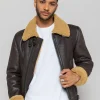 Blouson en cuir marron / beige REAGAN QUEENSTOWN