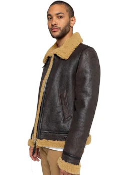Blouson en cuir marron / beige REAGAN QUEENSTOWN