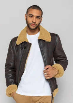 Blouson en cuir marron / gingembre REAGAN QUEENSTOWN