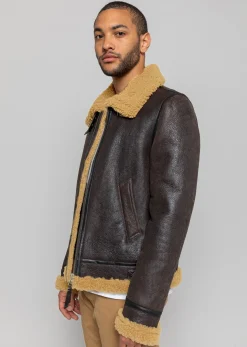 Blouson en cuir marron / gingembre REAGAN QUEENSTOWN