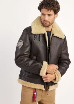 Blouson en cuir marron MISTRAL QUEENSTOWN