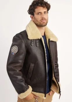 Blouson en cuir marron MISTRAL QUEENSTOWN