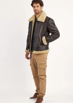 Blouson en cuir marron MISTRAL QUEENSTOWN