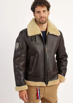 Blouson en cuir marron MISTRAL QUEENSTOWN