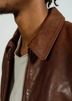 Blouson en cuir marron NORIS GREEN