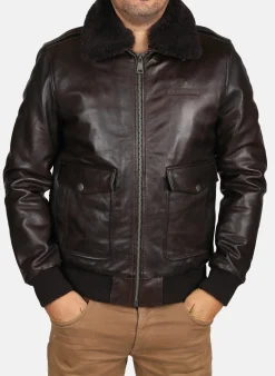 Blouson En Cuir marron PATTON ARGUS