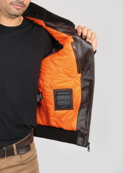 Blouson En Cuir marron PATTON ARGUS