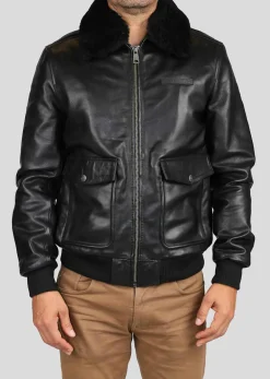 Blouson En Cuir noir / vernis noir PATTON ARGUS