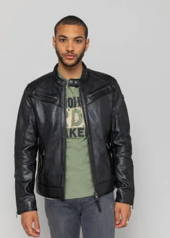 Blouson En Cuir noir / vernis noir DRAKE HOLSTER