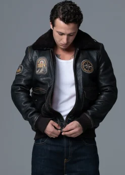 Blouson En Cuir noir / vernis noir LINER RIBBY