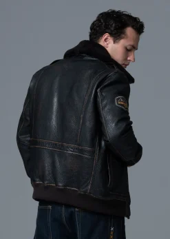 Blouson En Cuir noir / vernis noir LINER RIBBY