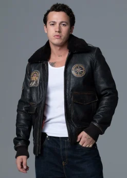 Blouson En Cuir noir / vernis noir LINER RIBBY