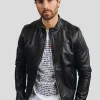 Blouson en cuir noir FAISS GREEN