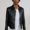 Blouson en cuir noir NORIS GREEN