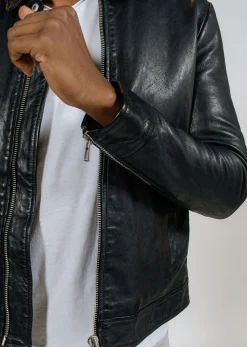 Blouson en cuir noir NORIS GREEN