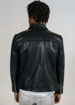 Blouson en cuir noir NORIS GREEN