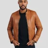 Blouson en cuir or FAISS GREEN