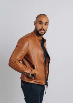 Blouson en cuir or FAISS GREEN