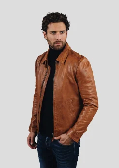 Blouson en cuir or NORIS GREEN