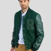 Blouson en cuir OXFORD HATCH forêt