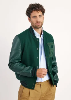 Blouson en cuir OXFORD HATCH forêt