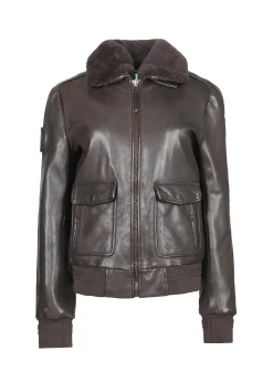 Blouson en cuir TODD ALPHA marron