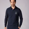 Polo manches longues bleu marine foncé ROCKET GARROS