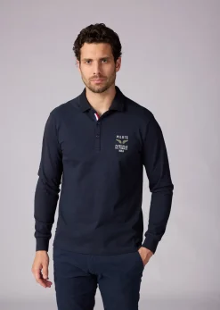 Polo manches longues bleu marine foncé ROCKET GARROS