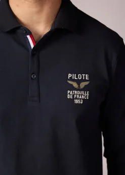 Polo manches longues bleu marine foncé ROCKET GARROS