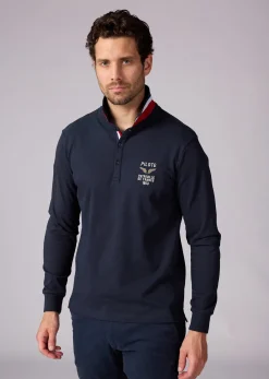 Polo manches longues bleu marine foncé ROCKET GARROS