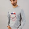 Sweatshirt gris chiné MASK PRIVATE