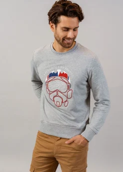 Sweatshirt gris chiné MASK PRIVATE