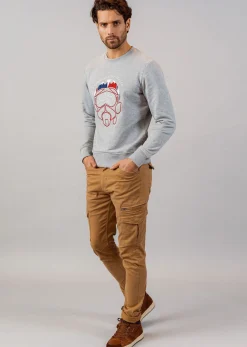 Sweatshirt gris chiné MASK PRIVATE