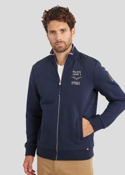 Sweatshirt zippé en molleton marine ACTIVE FRENCH