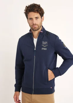 Sweatshirt zippé en molleton marine ACTIVE FRENCH