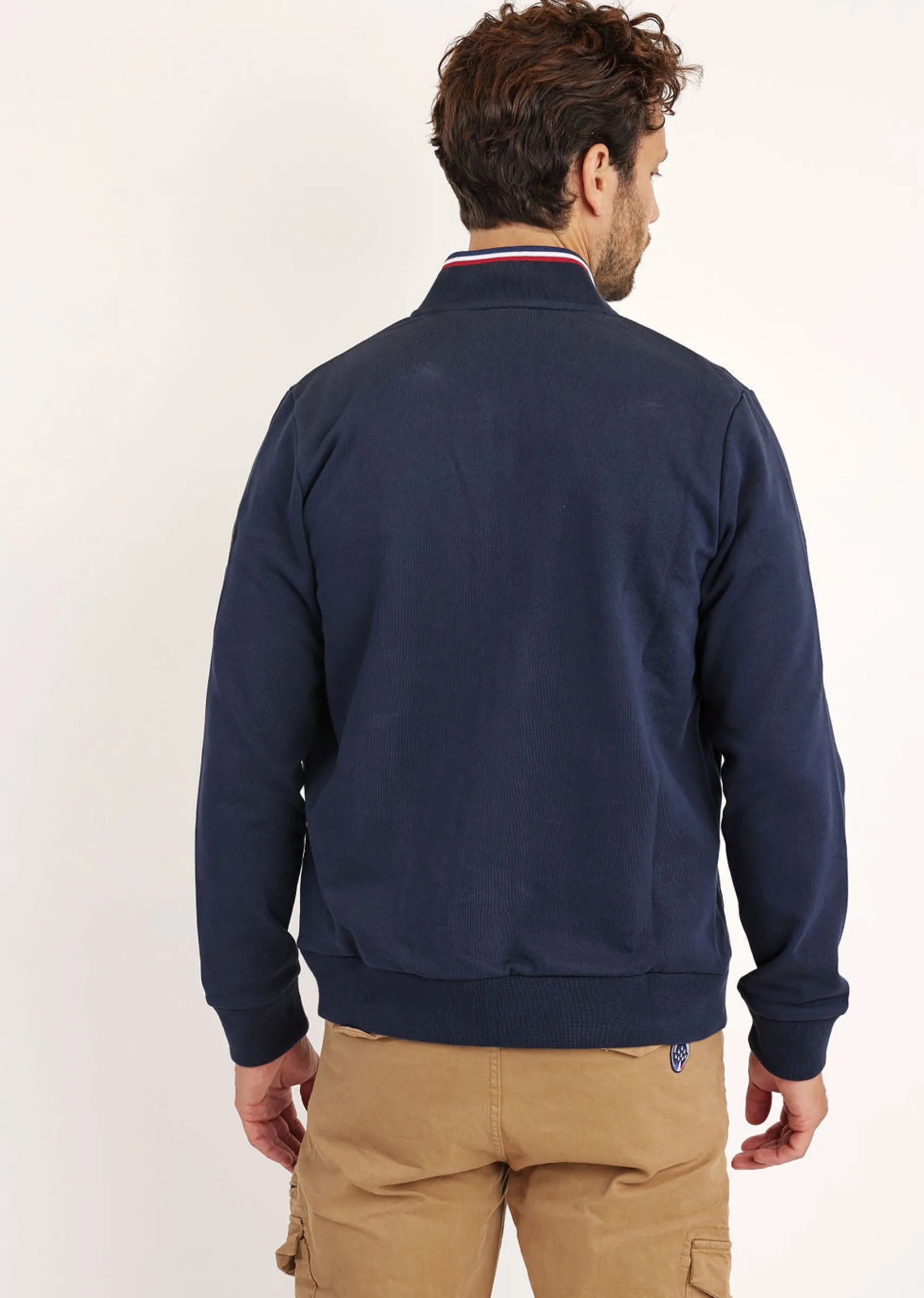 Sweatshirt zippé en molleton marine ACTIVE FRENCH