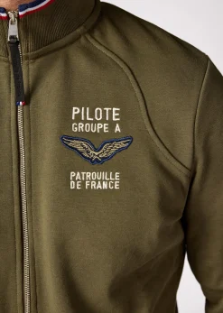 Sweatshirt zippé en molleton kaki ACTIVE FRENCH