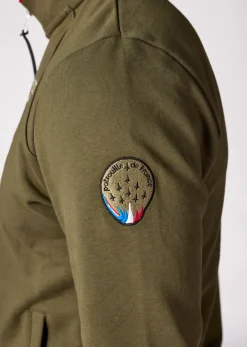 Sweatshirt zippé en molleton kaki ACTIVE FRENCH