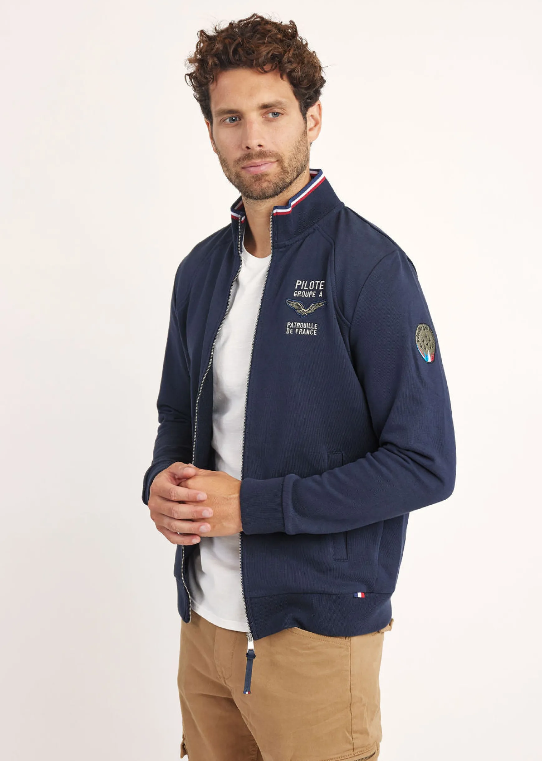 Sweatshirt zippé en molleton marine ACTIVE FRENCH