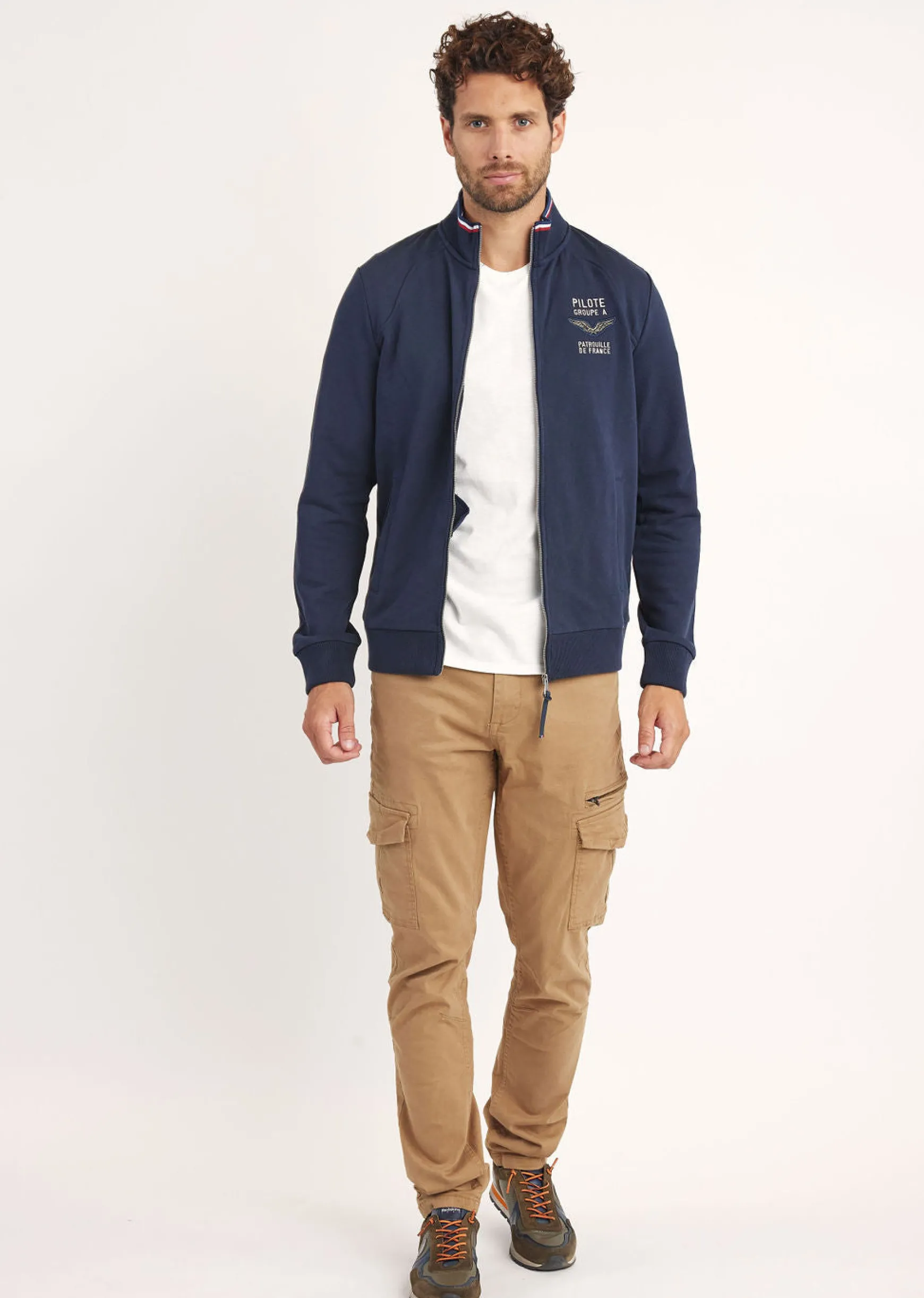 Sweatshirt zippé en molleton marine ACTIVE FRENCH