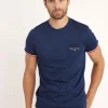 T-shirt manches courtes bleu marine WINGS SLUB