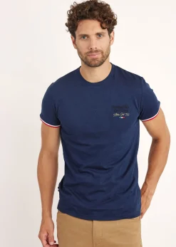 T-shirt manches courtes bleu marine WINGS SLUB